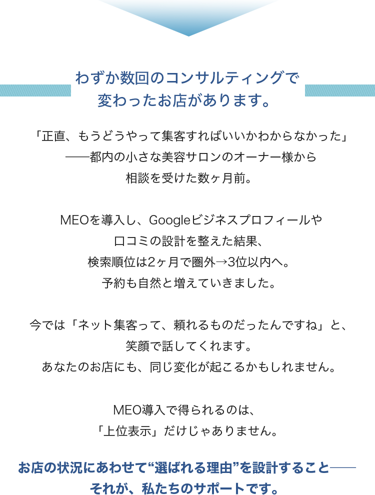 わずか数回のコンサルティングで 変わったお店があります。